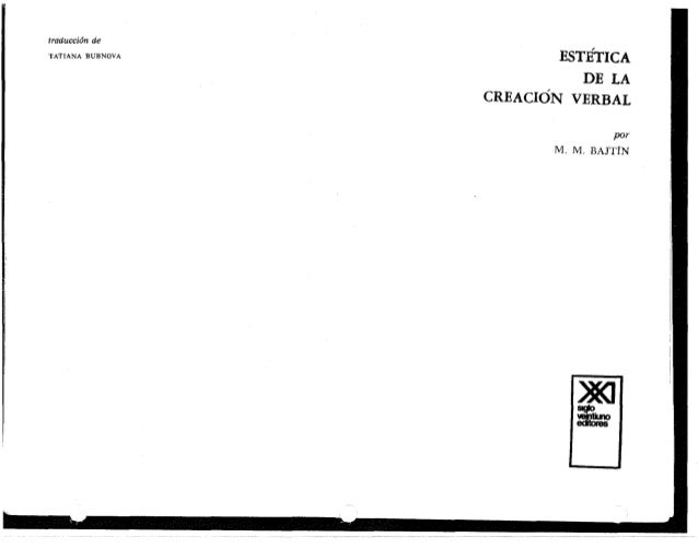 bajtin estetica de la creacion verbal